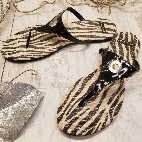 Cole Haan Zebra Stripe Flip Flops Size